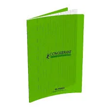 cahier pique 96p polypro vert conquerant 70g 17*22