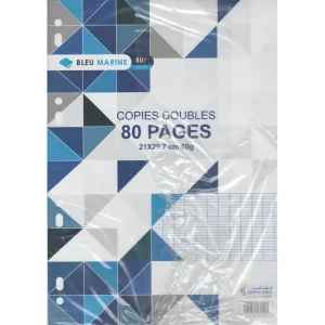 double feuille blanche bleu marine 17*22