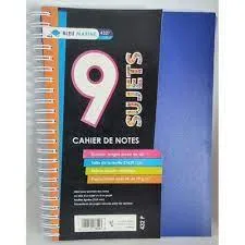 cahier spiral 9 sujet 17*22 bleu marine